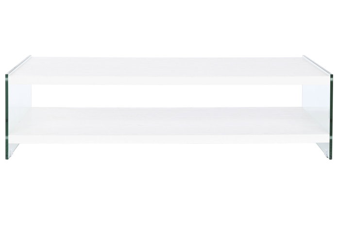 DKD Home Decor Green house 21 Mesa Centro Moderno Blanco Transparente Cristal y MDF 130 x 65 x 35.5 cm