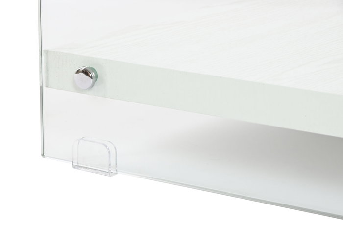 DKD Home Decor Green house 21 Mesa Centro Moderno Blanco Transparente Cristal y MDF 130 x 65 x 35.5 cm