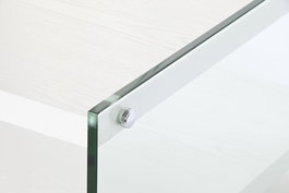 DKD Home Decor Green house 21 Mesa Centro Moderno Blanco Transparente Cristal y MDF 130 x 65 x 35.5 cm