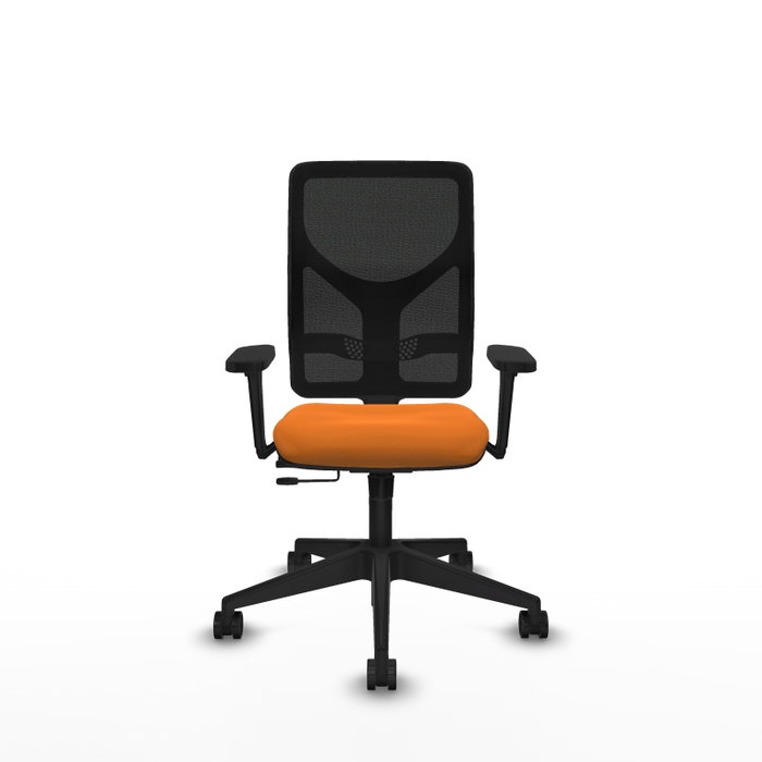 PIQUERAS Y CRESPO Silla de oficina Motilla Naranja y Negro con Brazos 3D