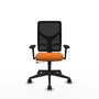 PIQUERAS Y CRESPO Silla de oficina Motilla Naranja y Negro con Brazos 3D