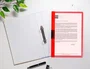 Liderpapel Carpeta Dossier con Pinza Lateral Rojo Translúcido DIN A4