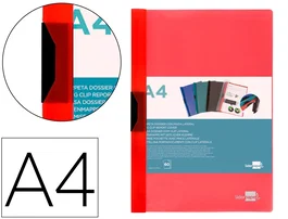 Liderpapel Carpeta Dossier con Pinza Lateral Rojo Translúcido DIN A4