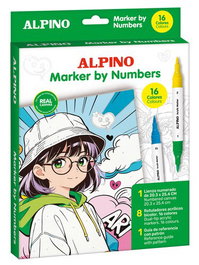Alpino Pack Pintar por Números con 8 Rotuladores Acrílicos Bicolor