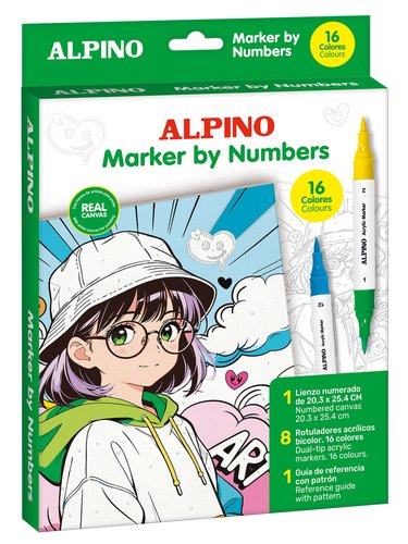 Alpino Pack Pintar por Números con 8 Rotuladores Acrílicos Bicolor Alpino Pack Pintar por Números con 8 Rotuladores Acrílicos Bicolor