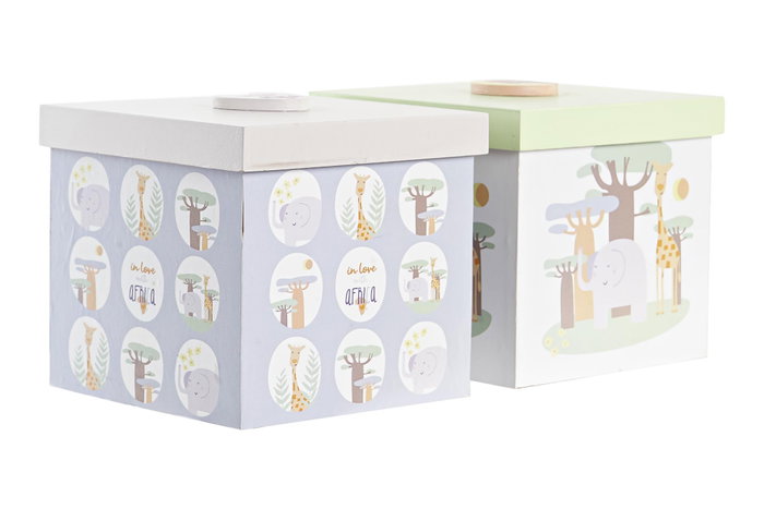 DKD Home Decor Decoración Kids Baobab Blanco Azul 11.5 x 11 x 11.5 cm (6 Unidades)