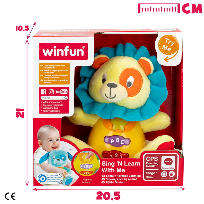Winfun Peluche león César con luz y sonido en español