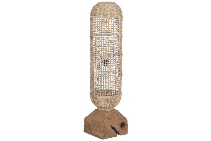 DKD Home Decor Lamps 2c 24 Lámpara de Pie Balines Teca y Fibra Natural 25 x 108 x 25 cm DKD Home Decor Lamps 2c 24 Lámpara de Pie Balines Teca y Fibra Natural 25 x 108 x 25 cm