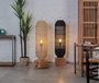 DKD Home Decor Lamps 2c 24 Lámpara de Pie Balines Teca y Fibra Natural 25 x 108 x 25 cm