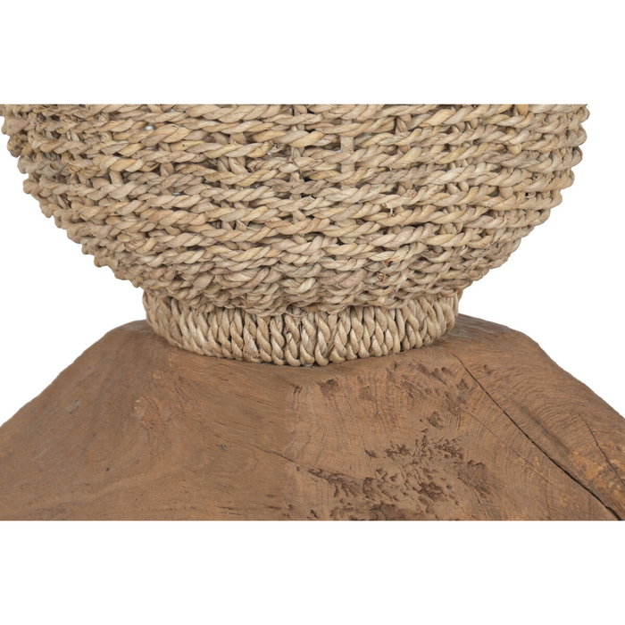 DKD Home Decor Lámpara de Pie de Teca y Fibra Natural