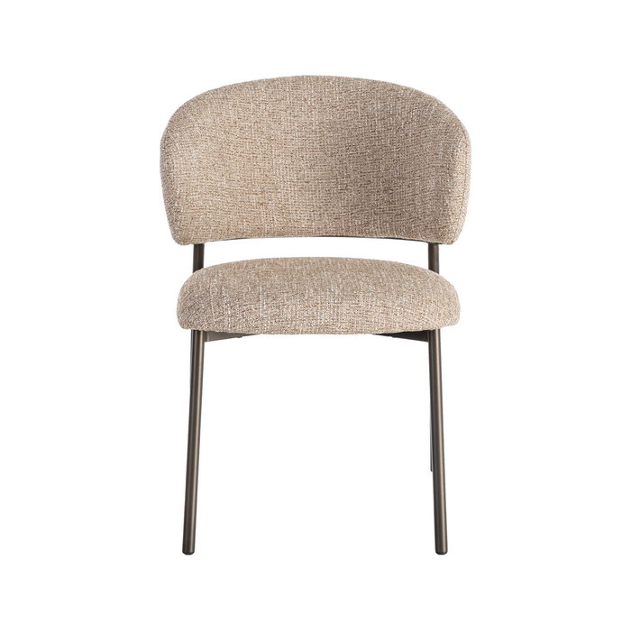 Ixia Silla Jaspeado Beige-Marrón Tejido-Metal (Set de 2)