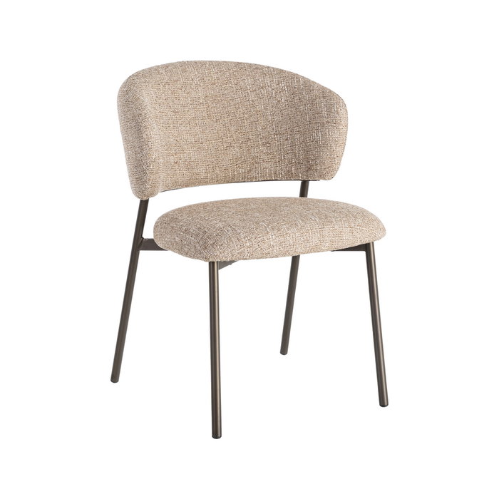 Ixia Silla Jaspeado Beige-Marrón Tejido-Metal (Set de 2)