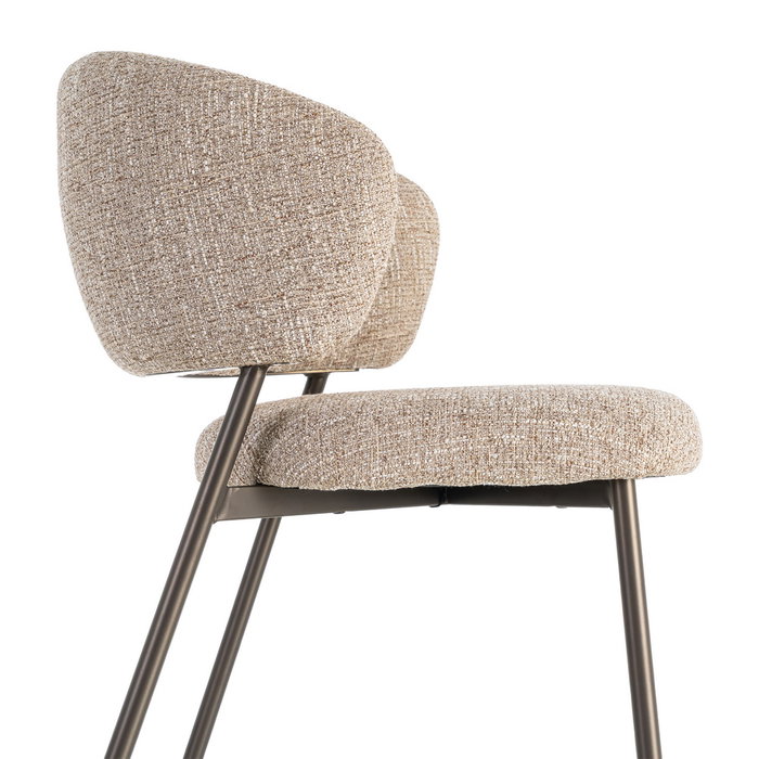 Ixia Silla Jaspeado Beige-Marrón Tejido-Metal (Set de 2)