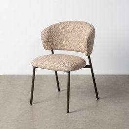 Ixia Silla Jaspeado Beige-Marrón Tejido-Metal (Set de 2)