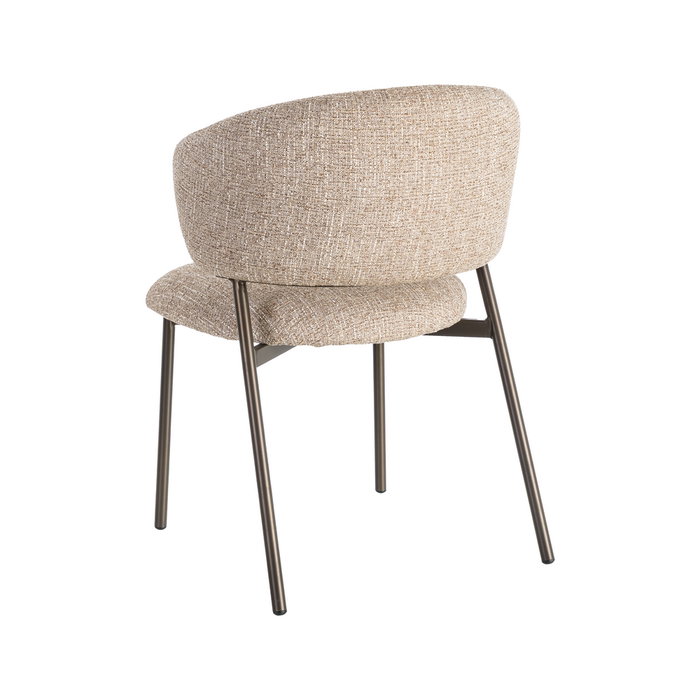 Ixia Silla Jaspeado Beige-Marrón Tejido-Metal (Set de 2)