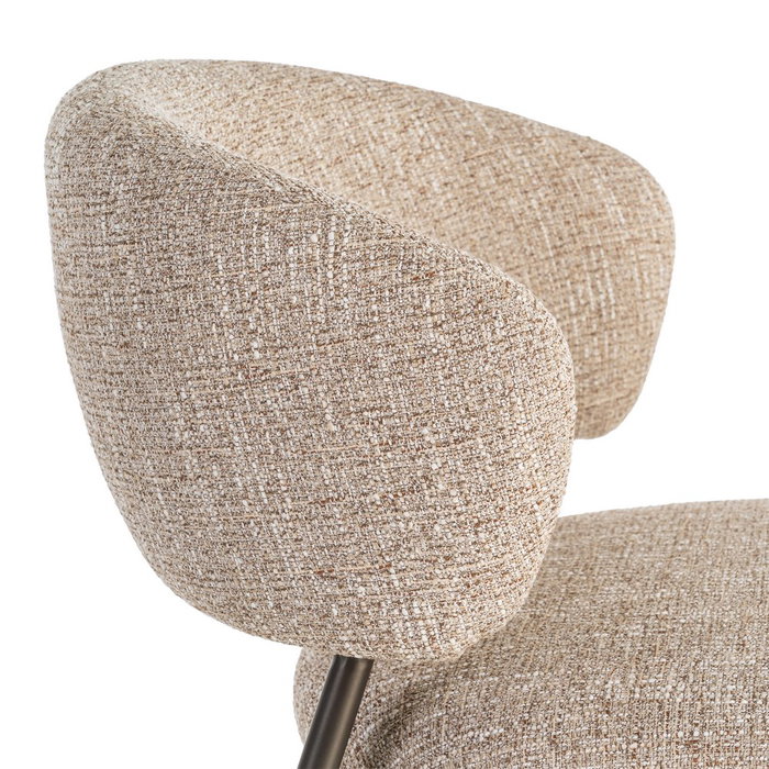 Ixia Silla Jaspeado Beige-Marrón Tejido-Metal (Set de 2)