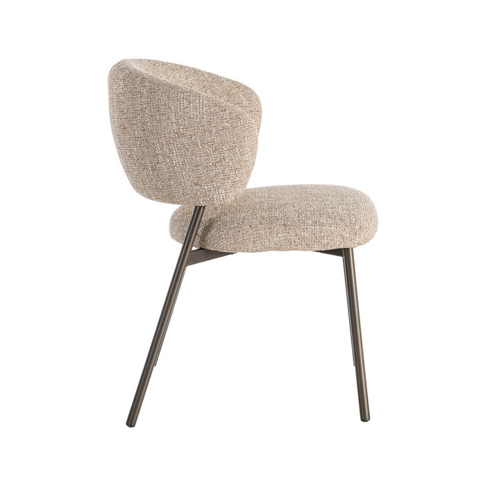 Ixia Silla Jaspeado Beige-Marrón Tejido-Metal (Set de 2)