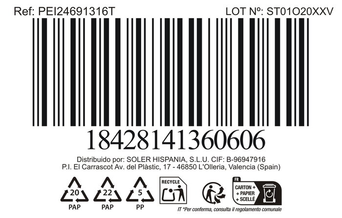 Inde Tarro de Cocina con Tapa de Bambú "Peixe" Ø 13 x 16 cm, Dimensiones 14.2 x 17.2 x 14 cm (24 Unidades)