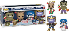 Funko Pop! Marvel Happy Holidays Pack 4 (Hulk/Groot/Cap Snowman/Thanos)