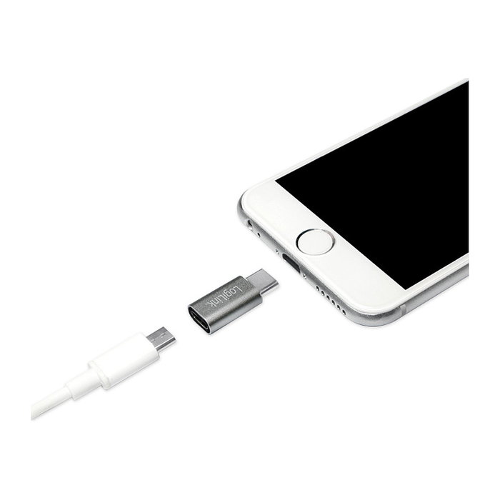 LogiLink Adaptador USB 2.0 Type-C a Micro-USB Plata