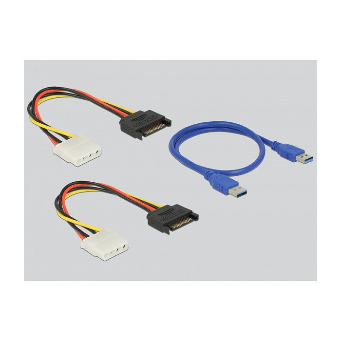 DeLOCK 41427 Tarjeta Riser PCI Express x1 a 4x PCIe x16 con cable USB 60 cm - Controlador Asmedia ASM1184e, Interno, USB 3.2 Gen 1, Azul/Negro