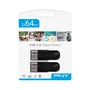 PNY Attaché 4 Twin Pack - 2 Unidades de Memoria USB 2.0 de 64 GB, USB Tipo A con Tapa, Negro, Lectura 25 MB/s