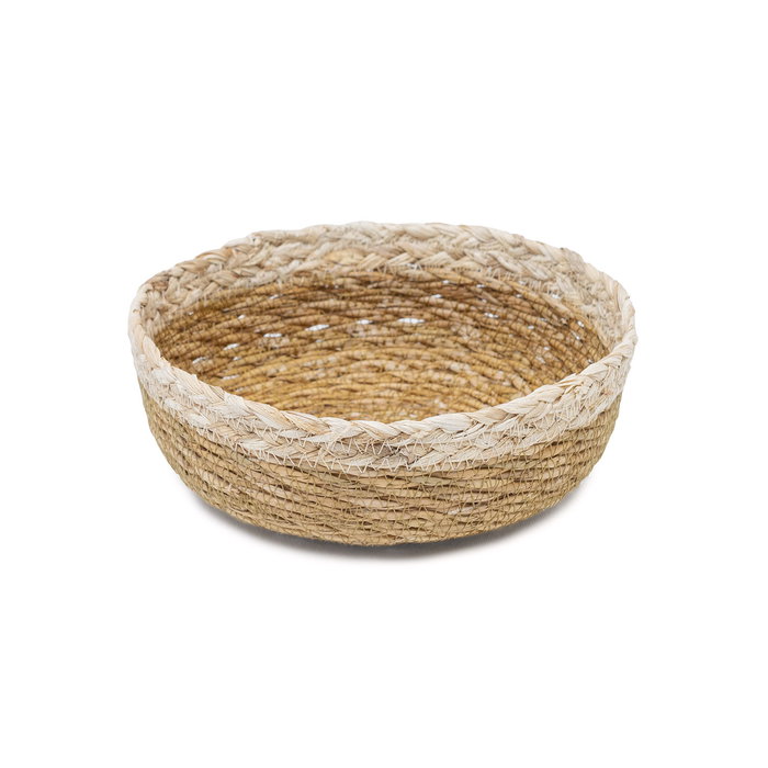 Inde Cesta de Seagrass Redon Bicolor, Cesta o Bandeja Decorativa 20x7 cm, Tejido Natural Privilege (24 Unidades)
