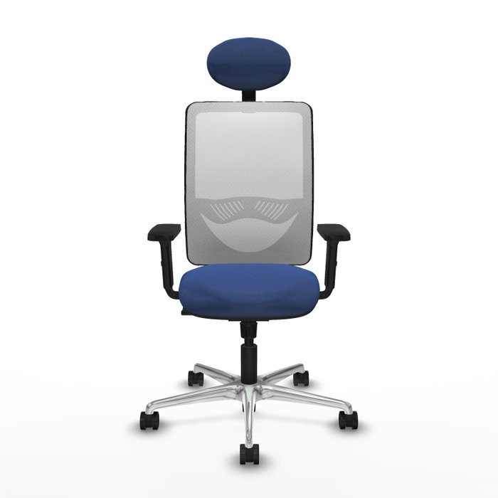 PIQUERAS Y CRESPO Silla de oficina Zulema con mecanismo Sincro, Azul marino y Blanco
