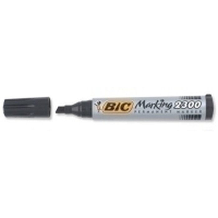 BIC Marcador Permanente Marking 2300 Negro Punta Biselada (Set de 12)