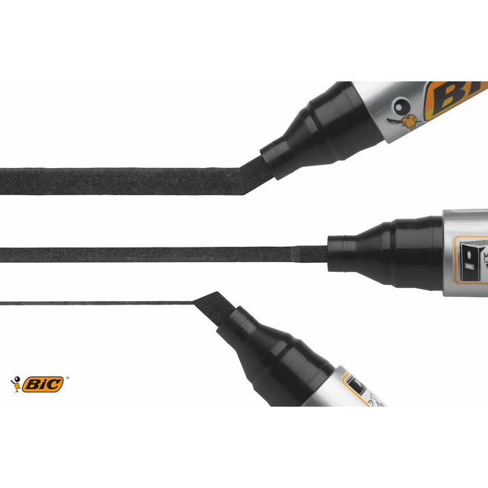 BIC Marcador Permanente Marking 2300 Negro Punta Biselada (Set de 12)