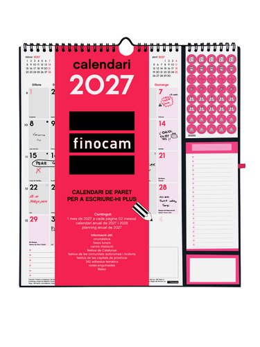 Finocam Calendario de Pared Mensual 2027 en Catalán para Escribir 300x330mm Finocam Calendario de Pared Mensual 2027 en Catalán para Escribir 300x330mm