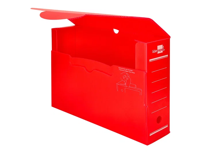 Liderpapel Caja archivo definitivo plastico lomo 100 mm rojo 360x100x260 mm