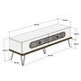 Ekol White Mueble de Salón con Mesa de Centro y TV Estilo Chevron Blanco 145cm Elegante Duradero Melamina Patas Metal