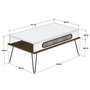Ekol White Mueble de Salón con Mesa de Centro y TV Estilo Chevron Blanco 145cm Elegante Duradero Melamina Patas Metal