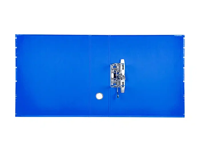 Liderpapel Archivador de Palanca A4 Filing System Forrado Azul Lomo 80mm con Caja y Compresor Metálico