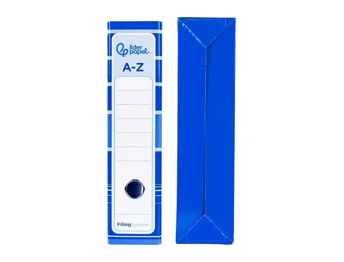 Liderpapel Archivador de Palanca A4 Filing System Forrado Azul Lomo 80mm con Caja y Compresor Metálico