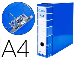 Liderpapel Archivador de Palanca A4 Filing System Forrado Azul Lomo 80mm con Caja y Compresor Metálico