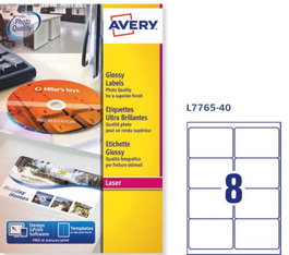 Avery L7765-40 Etiquetas Blancas Brillantes 99,1x67,7mm 40 Hojas