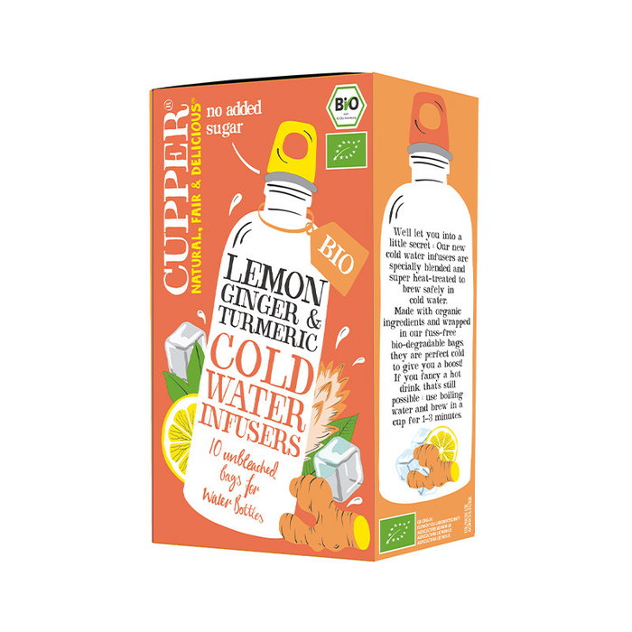 Cupper Infusión fría con limón, jengibre y cúrcuma Bio 10 filtros Cupper Infusión fría con limón, jengibre y cúrcuma Bio 10 filtros
