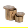 S/2 Tarro Blanco-Natural Madera de Mango 15 X 15 X 15 cm