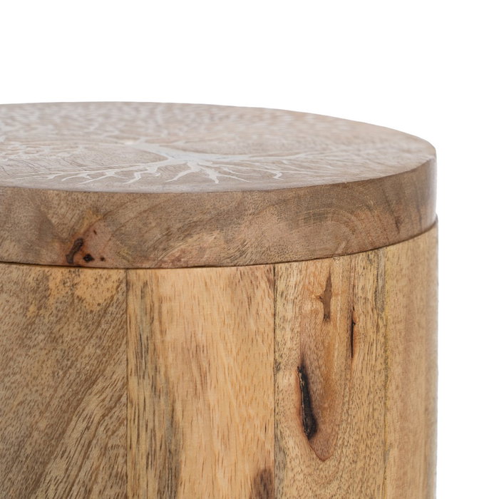 S/2 Tarro Blanco-Natural Madera de Mango 15 X 15 X 15 cm S/2 Tarro Blanco-Natural Madera de Mango 15 X 15 X 15 cm