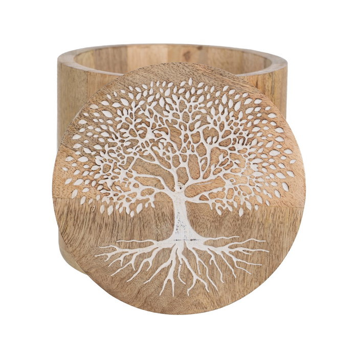 S/2 Tarro Blanco-Natural Madera de Mango 15 X 15 X 15 cm S/2 Tarro Blanco-Natural Madera de Mango 15 X 15 X 15 cm