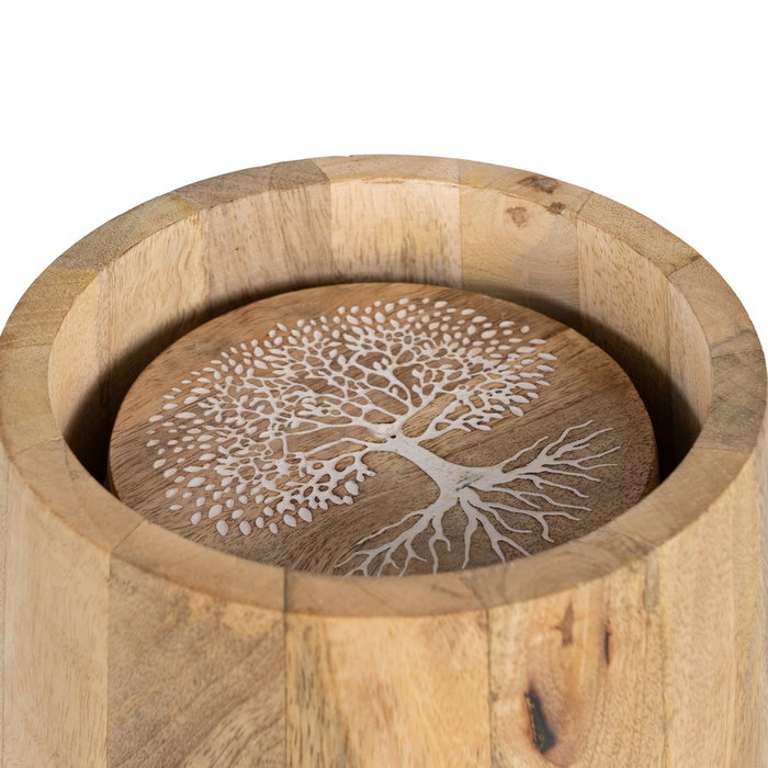 S/2 Tarro Blanco-Natural Madera de Mango 15 X 15 X 15 cm S/2 Tarro Blanco-Natural Madera de Mango 15 X 15 X 15 cm