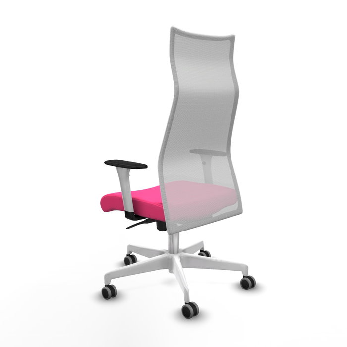 PIQUERAS Y CRESPO Sillón Albacete con Mecanismo Sincro, Similpiel Rosa y Malla Blanca PIQUERAS Y CRESPO Sillón Albacete con Mecanismo Sincro, Similpiel Rosa y Malla Blanca