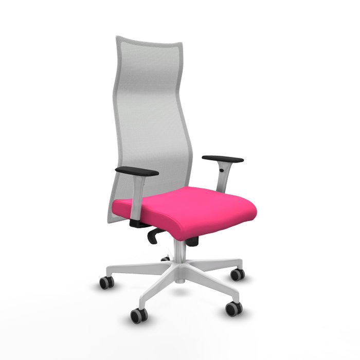 PIQUERAS Y CRESPO Sillón Albacete con Mecanismo Sincro, Similpiel Rosa y Malla Blanca PIQUERAS Y CRESPO Sillón Albacete con Mecanismo Sincro, Similpiel Rosa y Malla Blanca