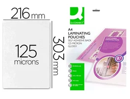 Q-connect Bolsa de plastificar 303x216 mm 125 mc DIN A4 Autoadhesivas Caja 25 Unidades