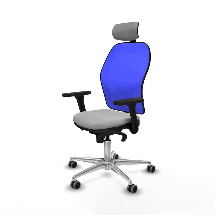 PIQUERAS Y CRESPO Silla de oficina Jorquera con mecanismo Sincro, Gris claro y Azul