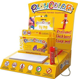 Tempera Instant Solida Playcolor One 10Gr. (Estuche De 6 Colores) Expositor De 6