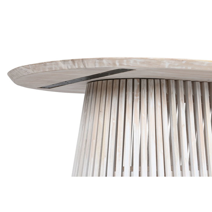 DKD Home Decor Mesa de Comedor Ovalada de Mindi Decapé Blanco