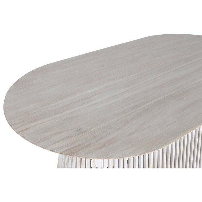 DKD Home Decor Mesa de Comedor Ovalada de Mindi Decapé Blanco